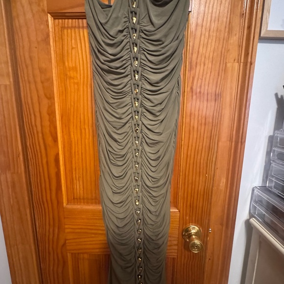 Cult Gaia Olive Ruched Midi Dress - Picture 8 of 11